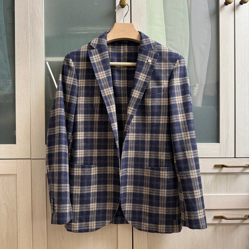 LBM1911 Blue & Tan Plaid Blazer